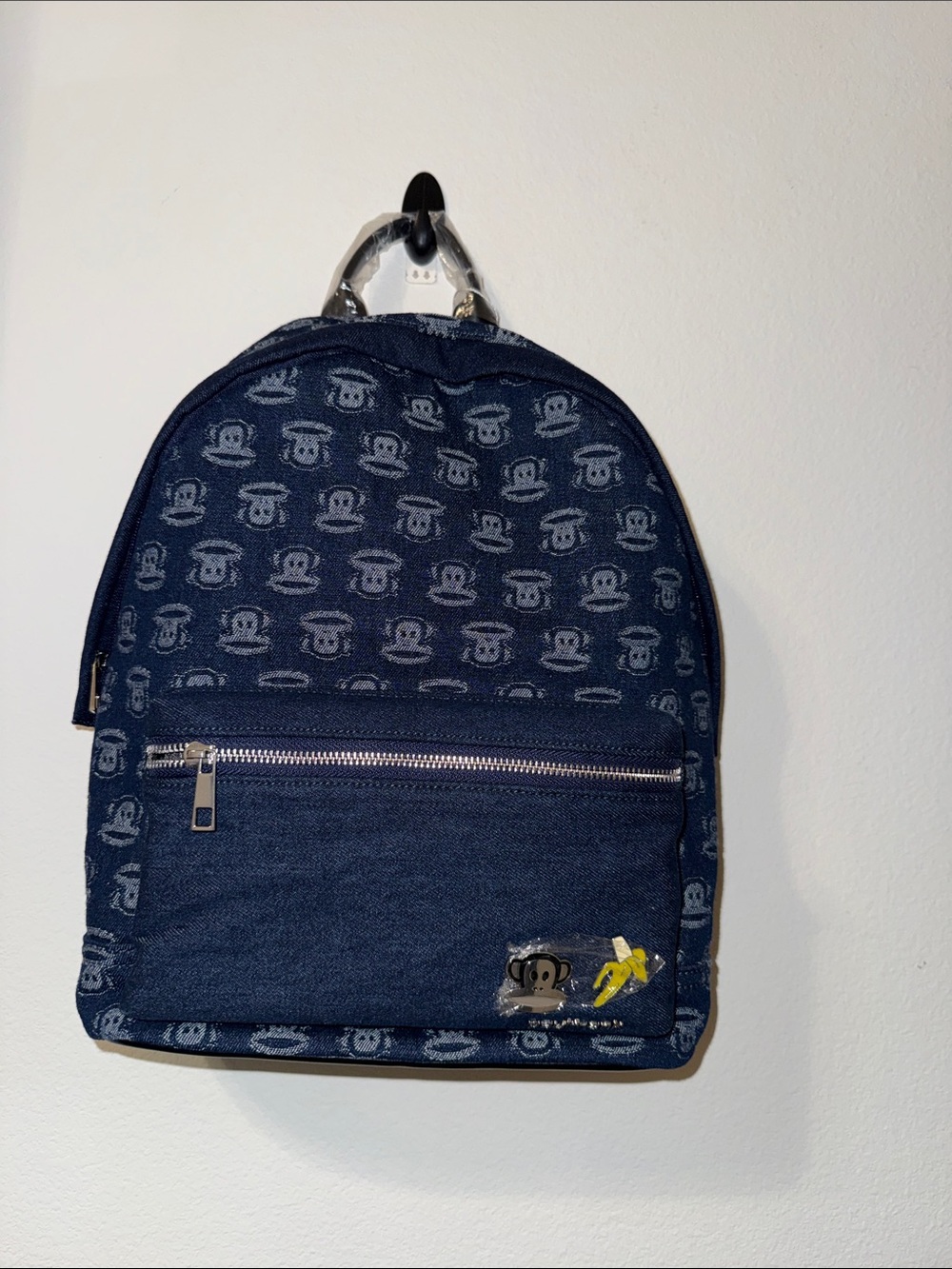 Paul Frank Navy Blue Denim Julius Pattern Backpack